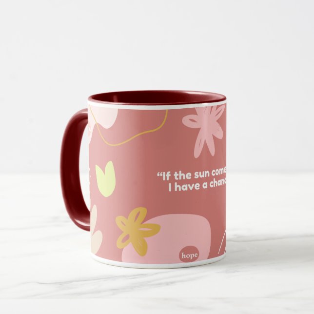 Tasse à café rose pastel florale | Fleur esthétiqu (Devant gauche)