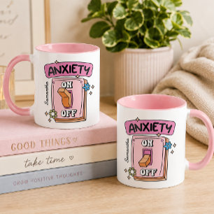 Tasse à café rose personnalisée 'Interrupteur d'an