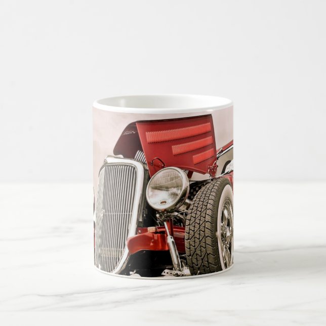 Tasse à café rouge voiture de collection classique (Centre)