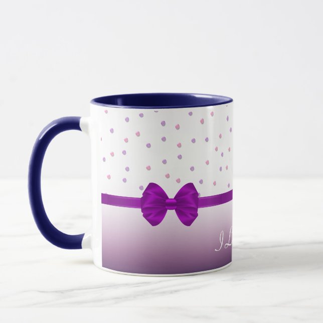 Tasse à café ruban à pois violet motif (Gauche)