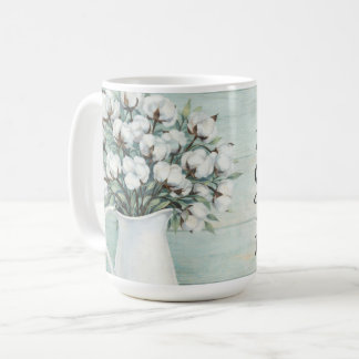 Tasse à café rustique de ferme Fleurs de coton