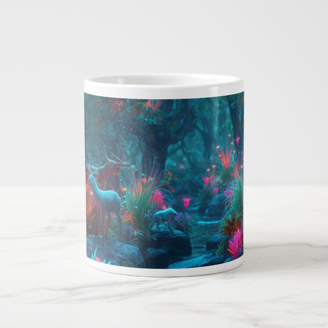 Tasse à café Scène de forêt magique avec cerfs (Devant)