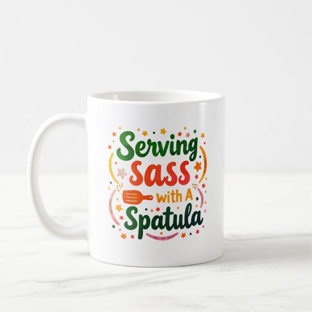 Tasse à café 'Servir du sass avec une spatule' (Gauche)