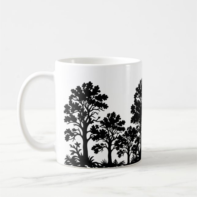 Tasse à café silhouette d'arbres noirs (Gauche)