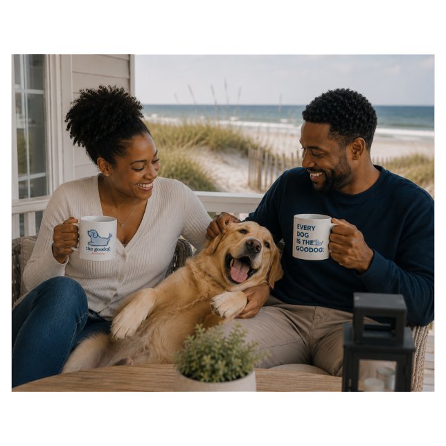 Tasse à café silhouette de chien seersucker bleu (Créateur téléchargé)
