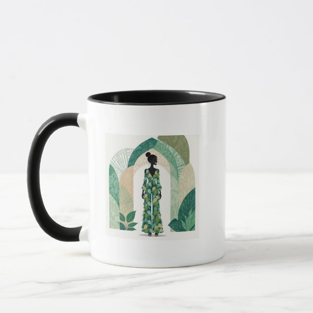 Tasse à café silhouette vert émeraude moderne (Gauche)