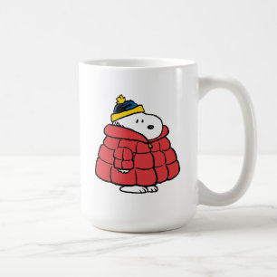 Tasse à café Snoopy en hiver avec manteau matelass