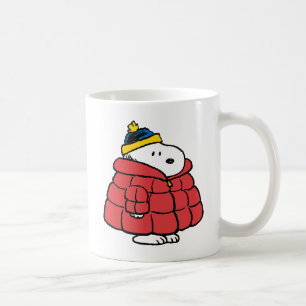 Tasse à café Snoopy en hiver avec manteau matelass