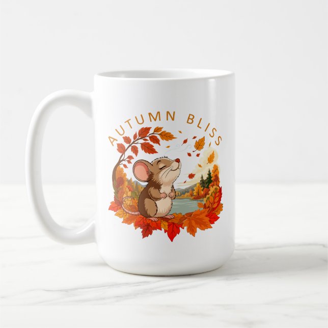 Tasse à café Souris Mignonne Bonheur d'Automne (Gauche)