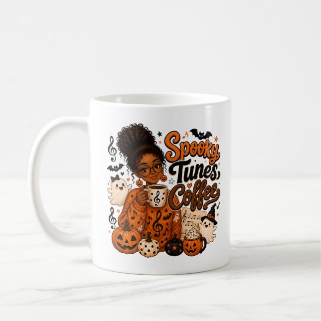 Tasse à café Spooky Tunes – Cadeau pour professeur (Gauche)