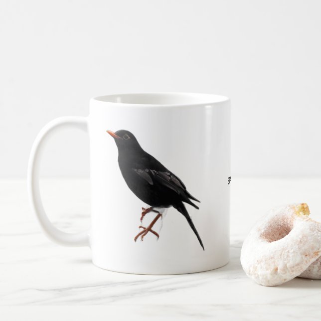 Tasse à café Stay Chirp Minimalist Black Bird (Avec donut)