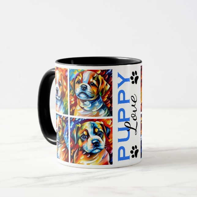 Tasse à café Stylisée Chiots Mignons (Devant gauche)