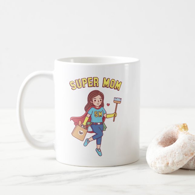 Tasse à café Super Maman drôle (Avec donut)