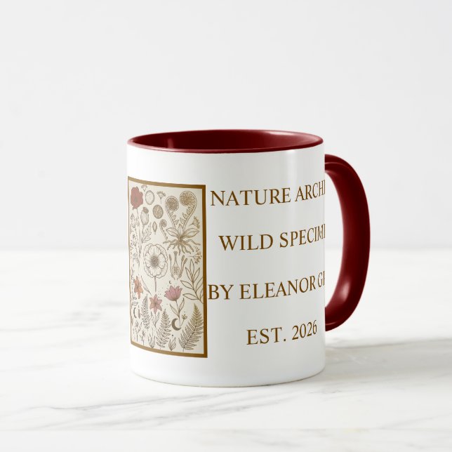 Tasse à café sur le thème botanique rouge de l'Aca (Devant droit)
