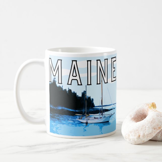 Tasse à café sur le thème de l'état du Maine (Avec donut)
