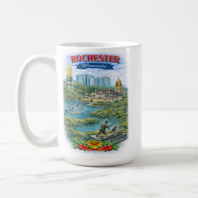 Tasse à café sur les monuments de Rochester MN Min (Gauche)