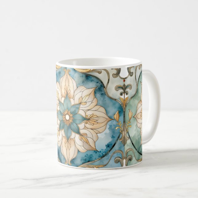 Tasse à café Tapisserie Cerulean Bloom (Devant droit)