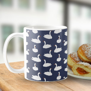 Tasse à café tendance moderne à motif cygne bleu