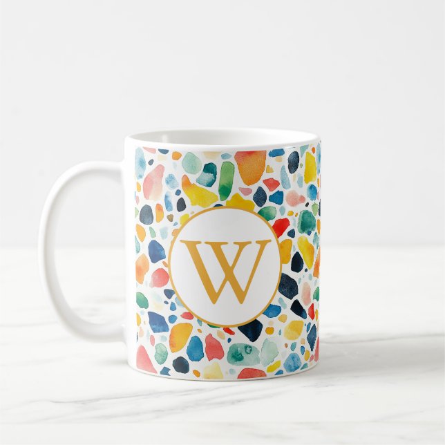 Tasse à café Terrazzo - Design de monogramme color (Gauche)