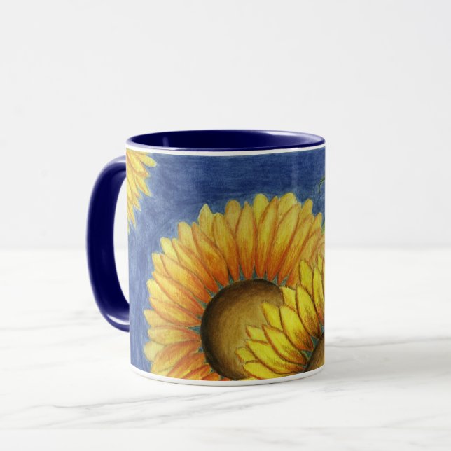 Tasse à café tournesol Fleur Cadeau d'anniversaire (Devant gauche)