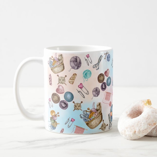 Tasse à café tricot et couture (Avec donut)