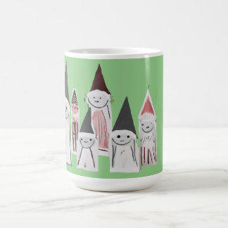 Tasse à café verte de 445ml avec famille de gnomes