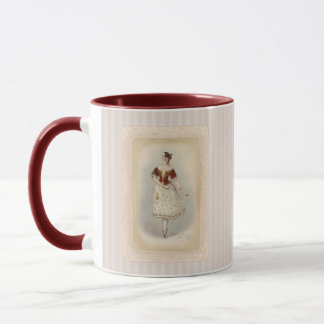 Tasse à café vintage ballerine rouge doux et taupe