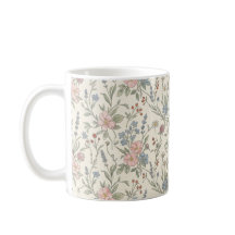 Tasse à café vintage botanique de prairie fleurie