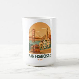 Tasse à café vintage San Francisco   Rétro Or 