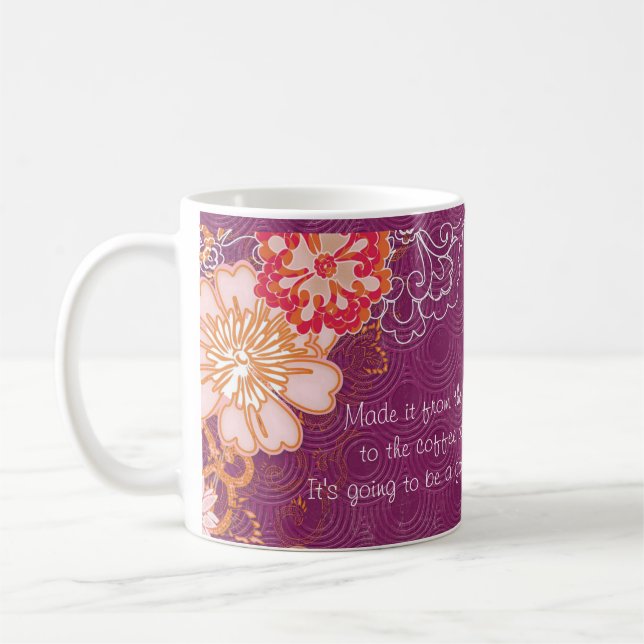 Tasse à café Violet avec grandes fleurs Cafetière (Gauche)