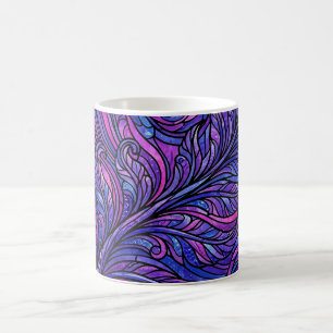 Tasse à café violet cosmique à feuille de fougère