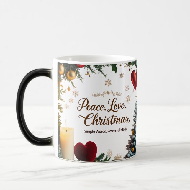 Tasse à changement de couleur Peace Love Noël  (Gauche)