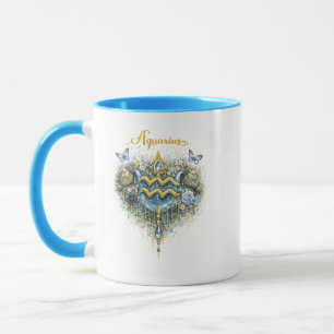 Tasse à cœur floral du zodiaque du Verseau – Astro