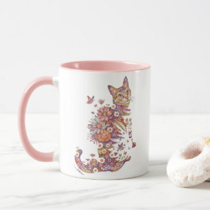 Tasse à design de chat floral Cadeau pour amateur