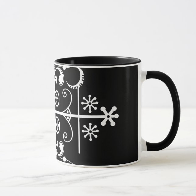 Tasse à deux tons noire d'art de Legba Veve 11 (Droite)