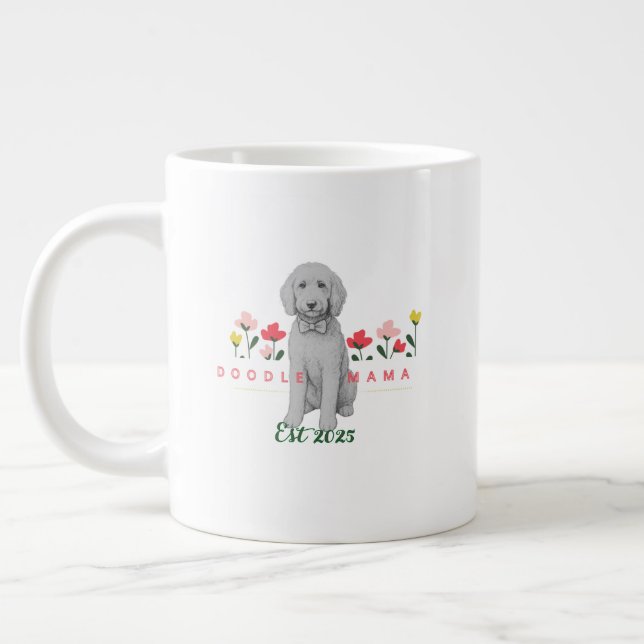 Tasse à doodle esquissé avec fleurs - Personnalisa (Gauche)