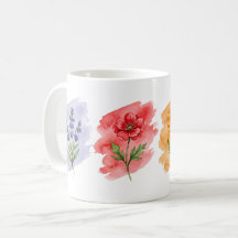 Tasse à eau fleurs sauvages aquarelle | 4 fleurs b