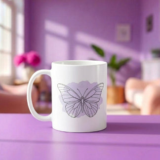 Tasse à eau minimaliste papillon lavande