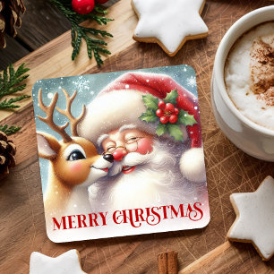 Tasse à eau Santa Rudolph Joyeux Noël Sous-verre