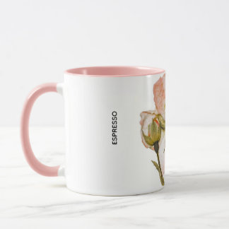 Tasse à espresso florale – Deux tons blanc et rose