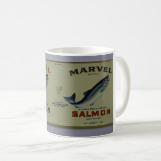 Tasse à étiquette saumon sockeye d'Alaska de la ma