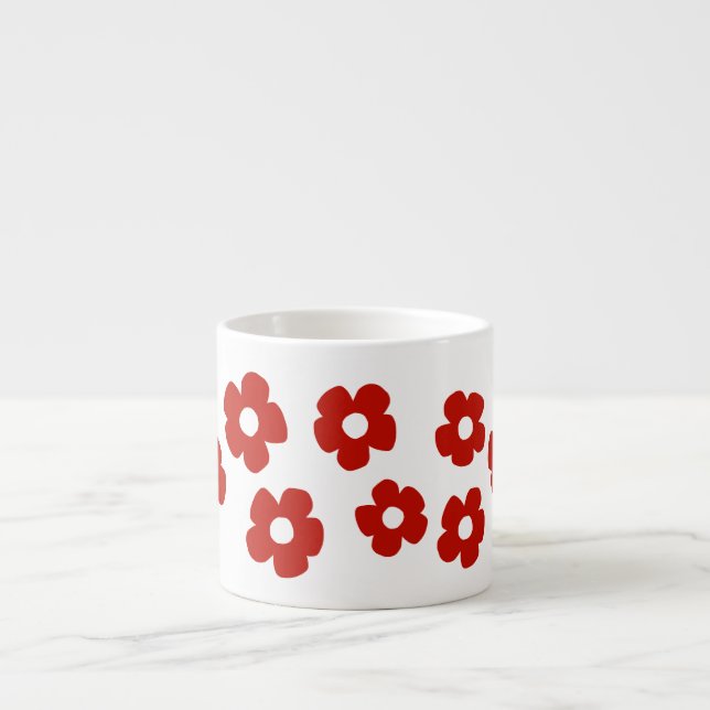 Tasse à expresso à motif de fleur rouge abstrait (Devant)