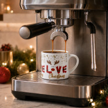 Tasse à expresso de Noël avec un renne mignon