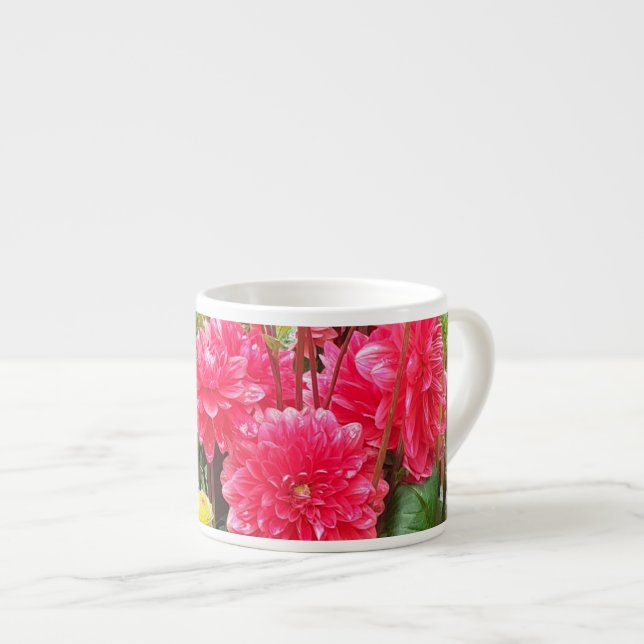 Tasse à expresso Deep Pink Dahlias (Devant droit)