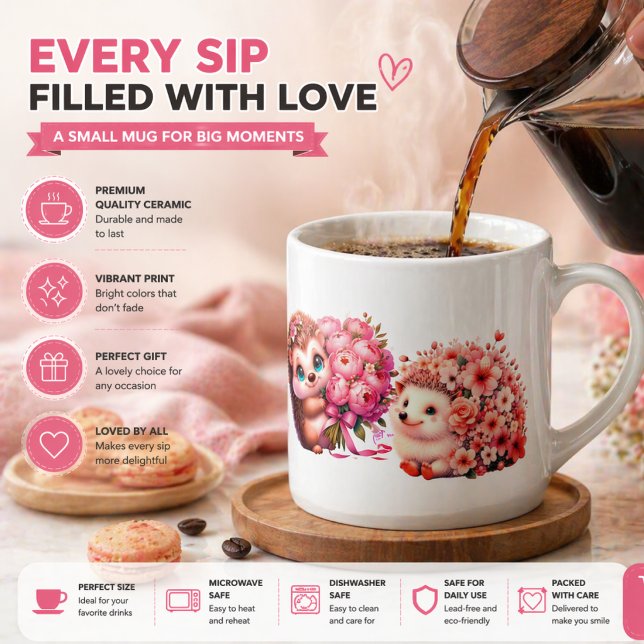 Tasse à expresso hérisson romantique mignonne – Co (Créateur téléchargé)