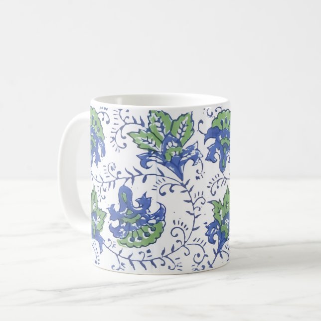 Tasse à fleurs en impression par blocage (Devant gauche)