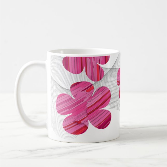 Tasse à fleurs géométriques roses (Gauche)