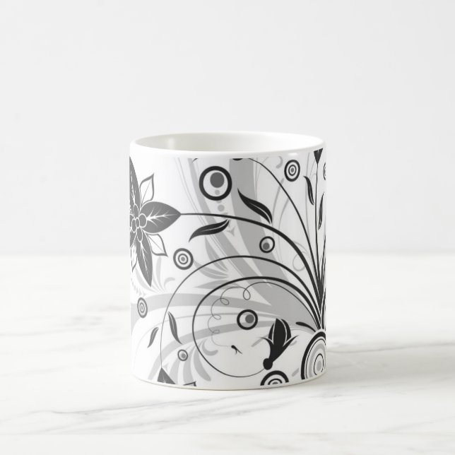 Tasse à fleurs noir-blanc (Centre)