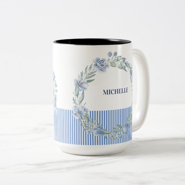 Tasse à guirlande de fleurs personnalisée  (Devant droit)