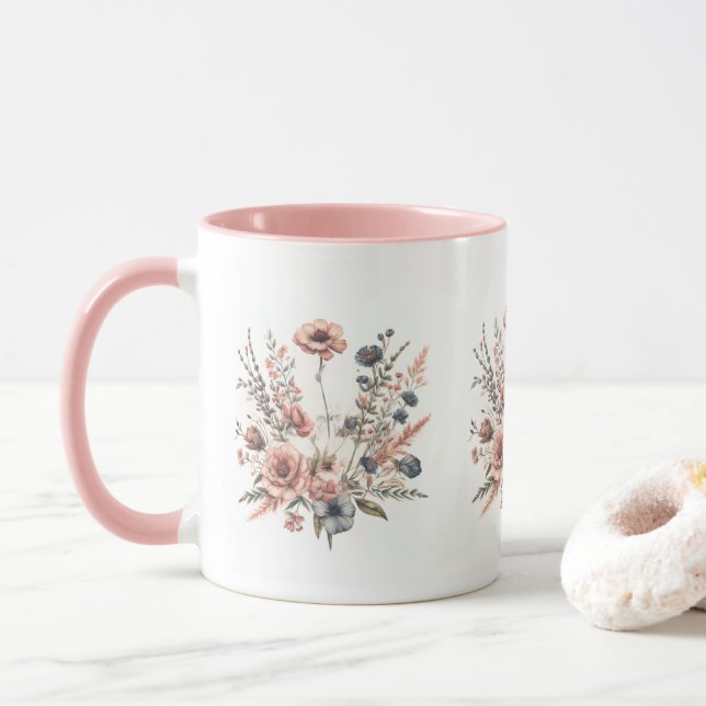 Tasse à impression florale (Avec donut)